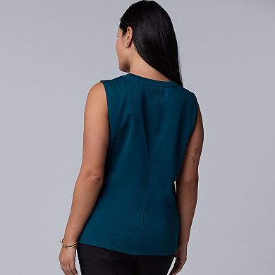 Plus Size Simply Vera Vera Wang Side Pleated Sleeveless Top