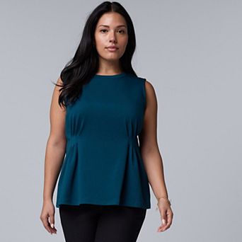 Plus Size Simply Vera Vera Wang Side Pleated Sleeveless Top