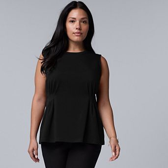 Plus Size Simply Vera Vera Wang Side Pleated Sleeveless Top