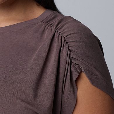 Plus Size Simply Vera Vera Wang Ruched Shoulder Tee