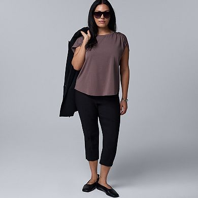Plus Size Simply Vera Vera Wang Ruched Shoulder Tee
