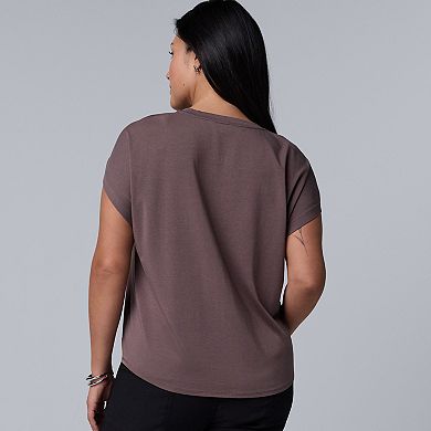 Plus Size Simply Vera Vera Wang Ruched Shoulder Tee