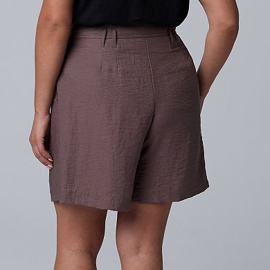 Plus Size Simply Vera Vera Wang Tie Belt Pleated Shorts