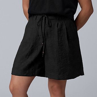 Plus Size Simply Vera Vera Wang Tie Belt Pleated Shorts