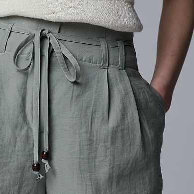 Women's Simply Vera Vera Wang Tie Belt Pleated Shorts