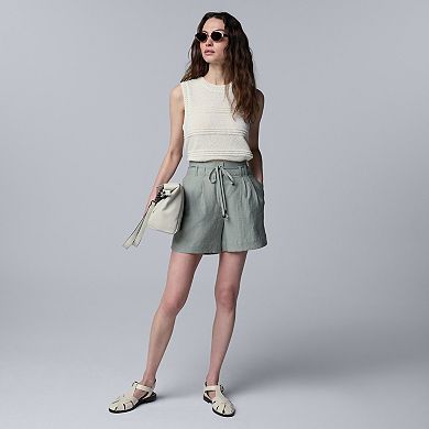 Women's Simply Vera Vera Wang Tie Belt Pleated Shorts