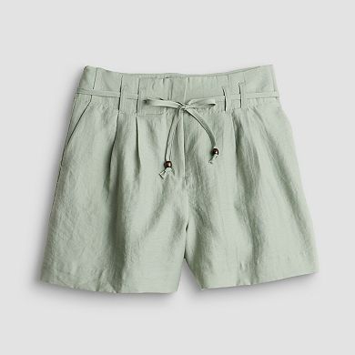 Women's Simply Vera Vera Wang Tie Belt Pleated Shorts