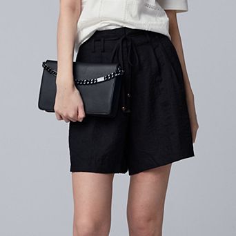 Women's Simply Vera Vera Wang Tie Belt Pleated Shorts