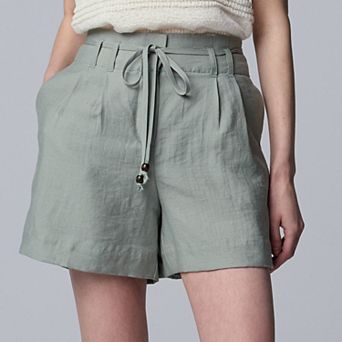 Women's Simply Vera Vera Wang Tie Belt Pleated Shorts