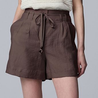 Women's Simply Vera Vera Wang Tie Belt Pleated Shorts