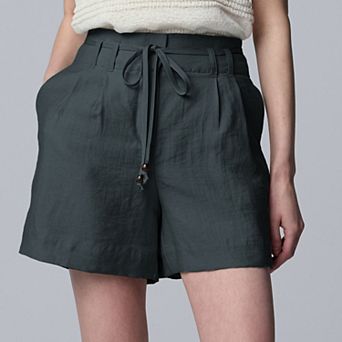 Women's Simply Vera Vera Wang Tie Belt Pleated Shorts