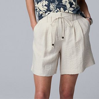 Women's Simply Vera Vera Wang Tie Belt Pleated Shorts