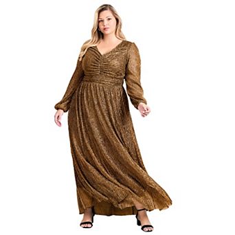 Avenue Women's Plus Size Lucia Plisse Maxi Dress