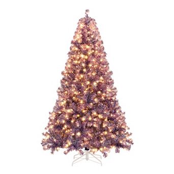 Costway 6.5 FT/7.5 FT Artificial Xmas Tree with 250/550 White LED Lights, 680/1300 Branch Tips