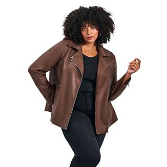 Avenue Women's Plus Size Jane Faux Leather Jacket