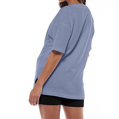 Women's Maternity Nursing Top Short Sleeve Round Neck Shirt with Side Zipper