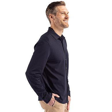 Cutter & Buck Advantage Tri-Blend Soft Pique Long Sleeve Knitted Mens Button Down
