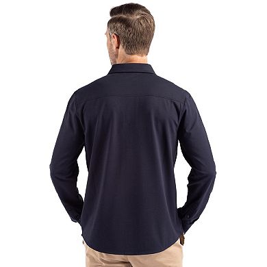 Cutter & Buck Advantage Tri-Blend Soft Pique Long Sleeve Knitted Mens Button Down