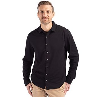 Cutter & Buck Advantage Tri-Blend Soft Pique Long Sleeve Knitted Mens Button Down