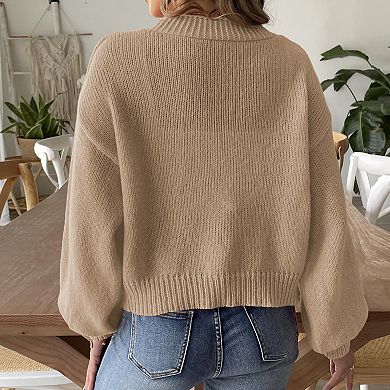 Women's Crochet Detailing Long Sleeves Open Front Knit Cardigan Sweater