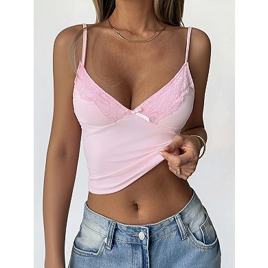 Women's Lace Backless Cami Top Adjustable Straps Sleeveless Vest Tank Top