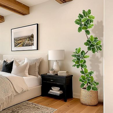 Artificial Fiddle Leaf Fig Tree in Sphere Planter, Tall Faux Plant with Moss for Home&Office Decor