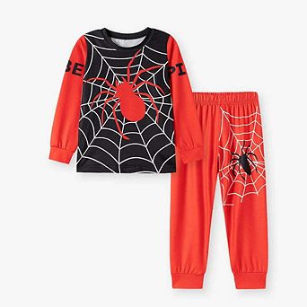 MyKids-USA Spider & Web Kids Pajama Set Long Sleeve Shirt and Pants, Fun Cartoon Design