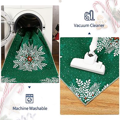 Christmas Snowflake Washable Area Rug runner,Living Room Bedroom,Low Pile Rugs for Dining Room