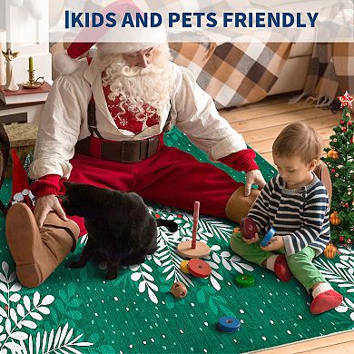 Christmas Snowflake Washable Area Rug runner,Living Room Bedroom,Low Pile Rugs for Dining Room