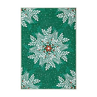 Christmas Snowflake Washable Area Rug runner,Living Room Bedroom,Low Pile Rugs for Dining Room