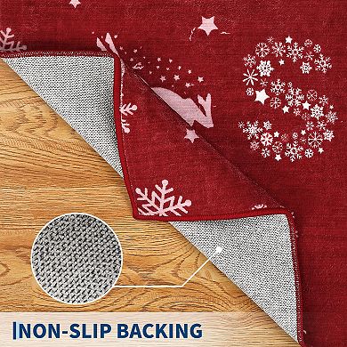 Christmas Area Rug Washable Non Slip for Indoor Merry Christmas Mats for Front Door Low Pile Carpet