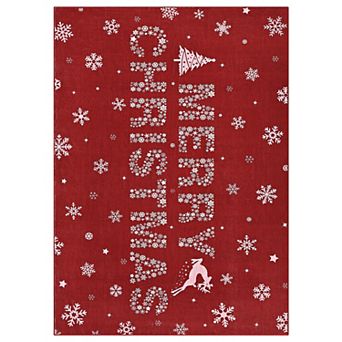 Christmas Area Rug Washable Non Slip for Indoor Merry Christmas Mats for Front Door Low Pile Carpet