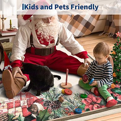 Christmas Santa Claus Gifts Washable Area Rug,Non-Shedding Rugs for Bedroom,Carpet for Living Room
