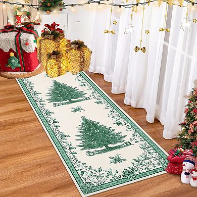 Christmas Tree Area Rug Washable Bedroom Carpets,Non-Slip Living Room Rug,Nursery Kitchen Red/Green