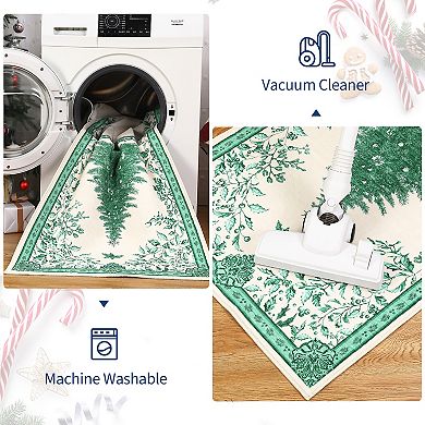 Christmas Tree Area Rug Washable Bedroom Carpets,Non-Slip Living Room Rug,Nursery Kitchen Red/Green