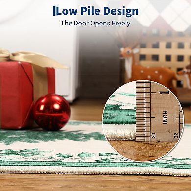 Christmas Tree Area Rug Washable Bedroom Carpets,Non-Slip Living Room Rug,Nursery Kitchen Red/Green