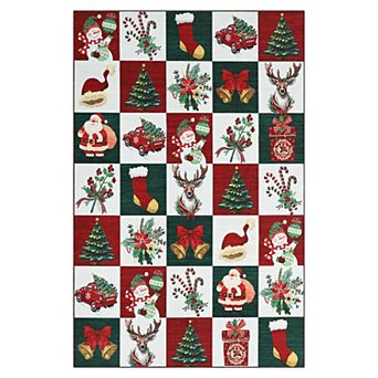 Christmas Rugs for Living Room,Low Pile Bedroom Rug,Stain Resistance Carpet for Dining Room Decor
