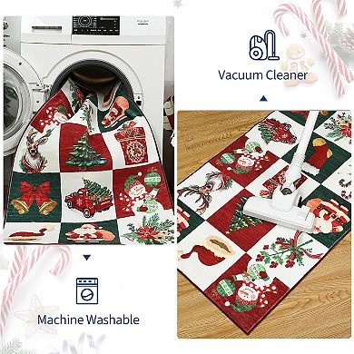 Christmas Rugs for Living Room,Low Pile Bedroom Rug,Stain Resistance Carpet for Dining Room Decor