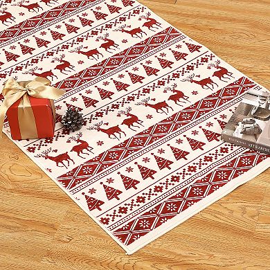 Christmas Washable Area Rug Hallway Runner Holiday Decor Rug Decorative Xmas Soft Low Pile Carpet