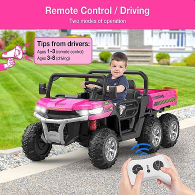 24V Kids 2-Seater Ride-On Dump Truck with Remote Control Electric Vehicles Battery Powered