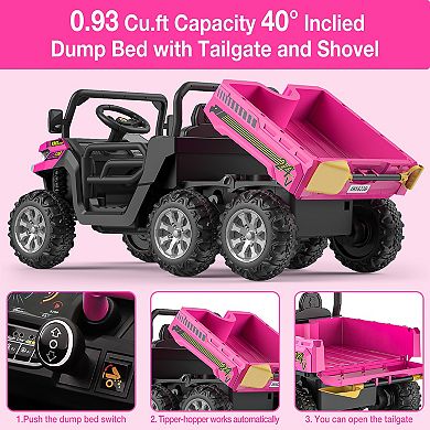 24V Kids 2-Seater Ride-On Dump Truck with Remote Control Electric Vehicles Battery Powered