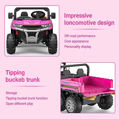 24V Kids 2-Seater Ride-On Dump Truck with Remote Control Electric Vehicles Battery Powered