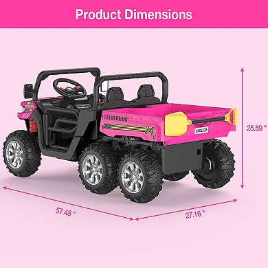 24V Kids 2-Seater Ride-On Dump Truck with Remote Control Electric Vehicles Battery Powered