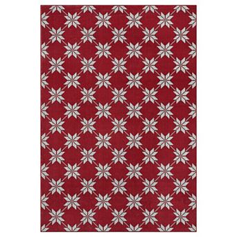 Christmas Area Rug Machine Washable Entryway Runner Low Pile Red/Green Xmas Non-Slip Carpet for Room