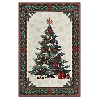 Christmas Tree Washable Area Rugs,Indoor Untra-Thin Rug for Entryway Kitchen Living Room Floor