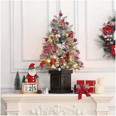 3 Ft Christmas Tree Artificial Pre Lit Christmas Tree with Base Xmas Tree with Timer Led Lights 2PCS