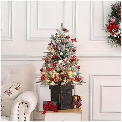 3 Ft Christmas Tree Artificial Pre Lit Christmas Tree with Base Xmas Tree with Timer Led Lights 2PCS