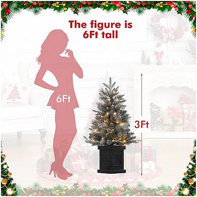 3 Ft Christmas Tree Artificial Pre Lit Christmas Tree with Base Xmas Tree with Timer Led Lights 2PCS