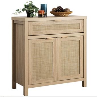 Rattan Buffet Cabinet with Storage,Boho Console Table Sideboard Coffee Bar for Home Kitchen Entryway