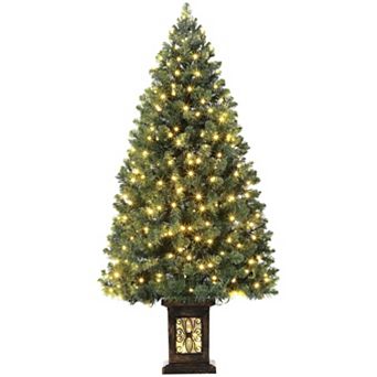4.5 Ft Pre-Lit Snow Flocked Christmas Tree Potted Holiday Xmas Tree